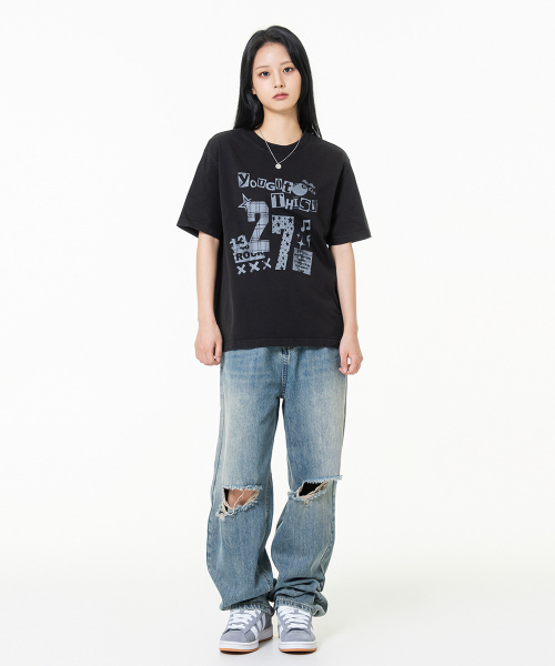 MOZMOZ(モズモズ)の「トゥエンティセブン ピグメント クロップ 半袖Tシャツ ブラック(Tシャツ/カットソー・レディース・その他・1/2/3)」の3枚目の写真
