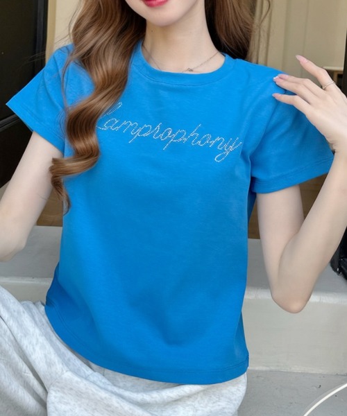 Ada.(エイダ)の「ビーズ刺繍ロゴ 半袖Tシャツ(Tシャツ/カットソー・レディース・ホワイト/ブルー/ブラック・FREE)」の2枚目の写真