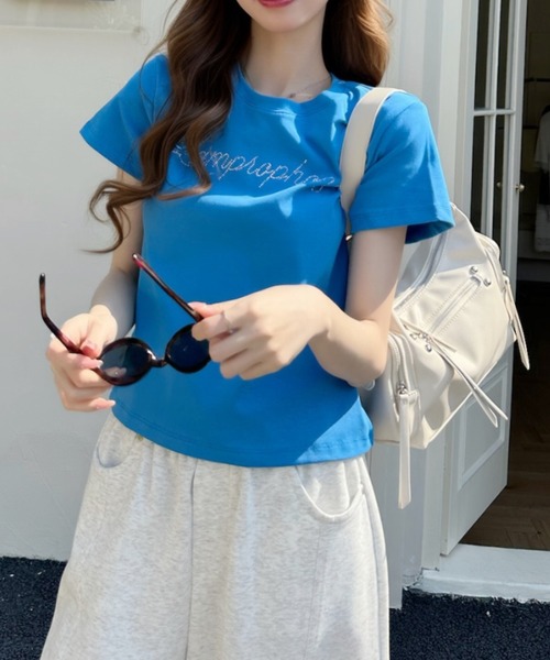 Ada.(エイダ)の「ビーズ刺繍ロゴ 半袖Tシャツ(Tシャツ/カットソー・レディース・ホワイト/ブルー/ブラック・FREE)」の19枚目の写真