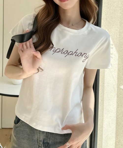 Ada.(エイダ)の「ビーズ刺繍ロゴ 半袖Tシャツ(Tシャツ/カットソー・レディース・ホワイト/ブルー/ブラック・FREE)」の6枚目の写真