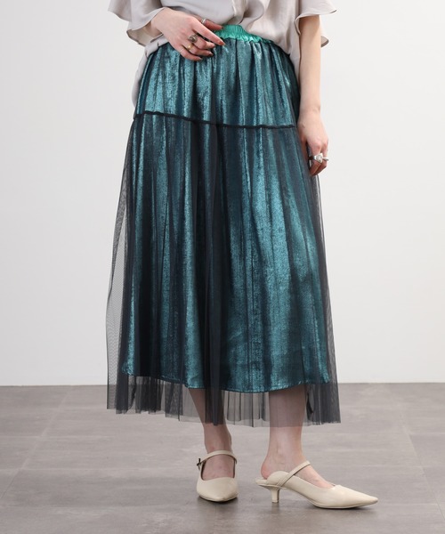 Anna Nicola(アンナニコラ)の「Anna Nicola チュールラメスカート(スカート・レディース・ブラック/ベージュ/グレー・38)」の3枚目の写真