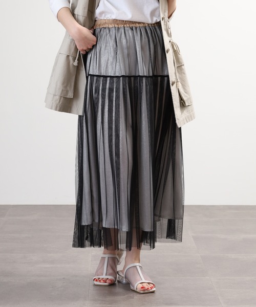 Anna Nicola(アンナニコラ)の「Anna Nicola チュールラメスカート(スカート・レディース・ブラック/ベージュ/グレー・38)」の2枚目の写真