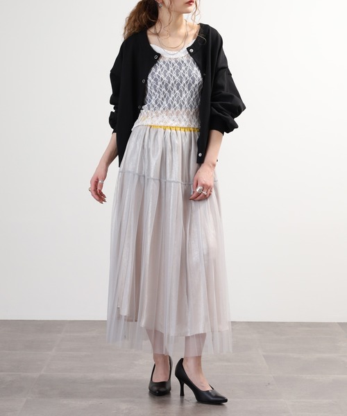 Anna Nicola(アンナニコラ)の「Anna Nicola チュールラメスカート(スカート・レディース・ブラック/ベージュ/グレー・38)」の14枚目の写真