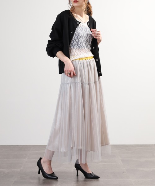 Anna Nicola(アンナニコラ)の「Anna Nicola チュールラメスカート(スカート・レディース・ブラック/ベージュ/グレー・38)」の15枚目の写真