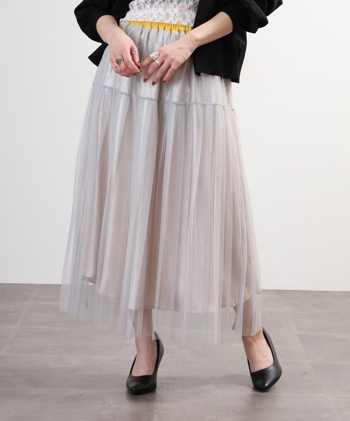Anna Nicola(アンナニコラ)の「Anna Nicola チュールラメスカート(スカート・レディース・ブラック/ベージュ/グレー・38)」の10枚目の写真