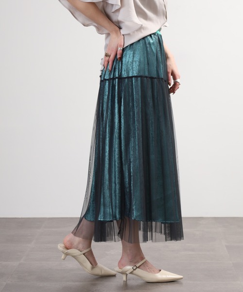 Anna Nicola(アンナニコラ)の「Anna Nicola チュールラメスカート(スカート・レディース・ブラック/ベージュ/グレー・38)」の5枚目の写真