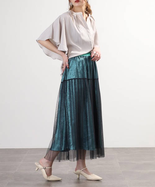 Anna Nicola(アンナニコラ)の「Anna Nicola チュールラメスカート(スカート・レディース・ブラック/ベージュ/グレー・38)」の7枚目の写真