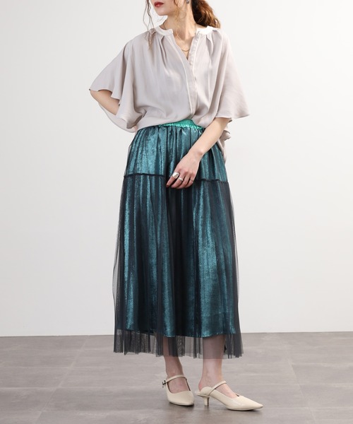 Anna Nicola(アンナニコラ)の「Anna Nicola チュールラメスカート(スカート・レディース・ブラック/ベージュ/グレー・38)」の8枚目の写真