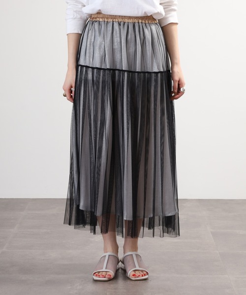 Anna Nicola(アンナニコラ)の「Anna Nicola チュールラメスカート(スカート・レディース・ブラック/ベージュ/グレー・38)」の16枚目の写真