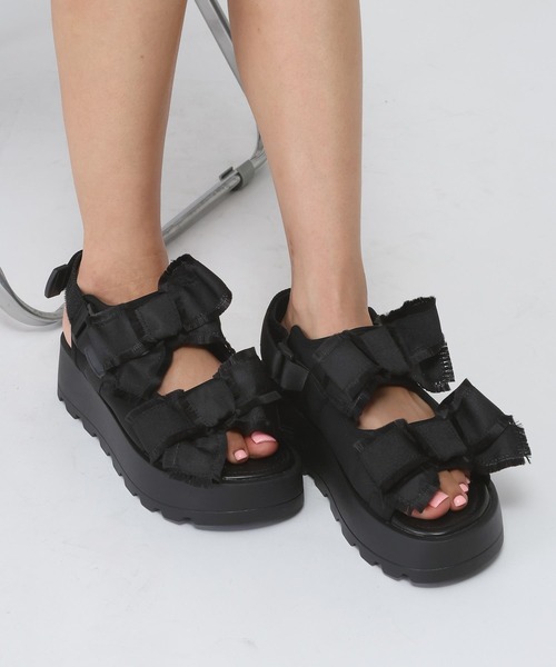 3.3 Field Trip （3.3フィールドトリップ）の「3.3 Field Trip／リボンダメージサンダル（サンダル・レディース・ブラック/ブルー・SMALL/MEDIUM/LARGE）」の2枚目の写真