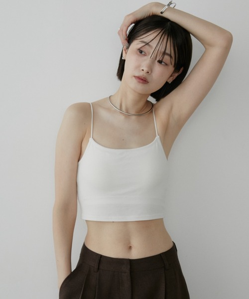 Aunt Marie's(アントマリーズ)の「カップ付きクロップドキャミソール/接触冷感(キャミソール・レディース・ホワイト/ブラック/ダークブルー・FREE)」の8枚目の写真