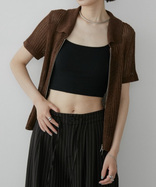 Aunt Marie's(アントマリーズ)の「カップ付きクロップドキャミソール/接触冷感(キャミソール・レディース・ホワイト/ブラック/ダークブルー・FREE)」の15枚目の写真