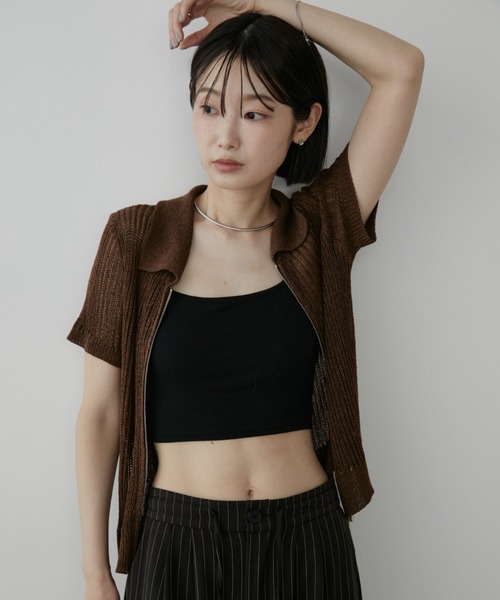 Aunt Marie's(アントマリーズ)の「カップ付きクロップドキャミソール/接触冷感(キャミソール・レディース・ホワイト/ブラック/ダークブルー・FREE)」の16枚目の写真