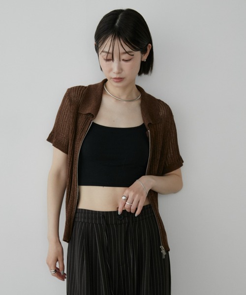 Aunt Marie's(アントマリーズ)の「カップ付きクロップドキャミソール/接触冷感(キャミソール・レディース・ホワイト/ブラック/ダークブルー・FREE)」の17枚目の写真