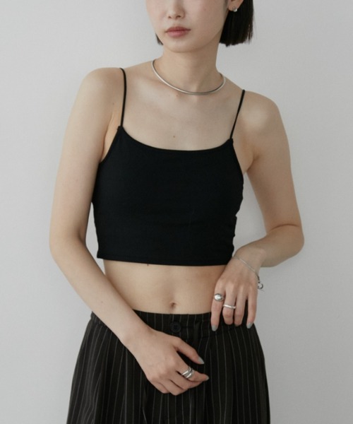 Aunt Marie's(アントマリーズ)の「カップ付きクロップドキャミソール/接触冷感(キャミソール・レディース・ホワイト/ブラック/ダークブルー・FREE)」の11枚目の写真