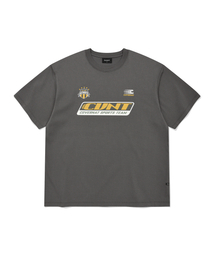 クールコットンフットボールグラフィックTシャツチャコール