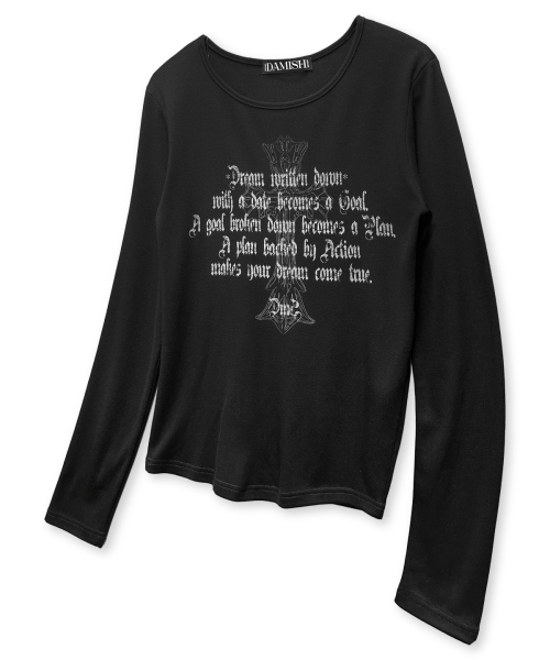 DAMISH(ダミシュ)の「タイポグラフィクロスUネックロングスリーブ_ブラック(Tシャツ/カットソー・レディース・アイボリー/ブラック・FREE)」の6枚目の写真