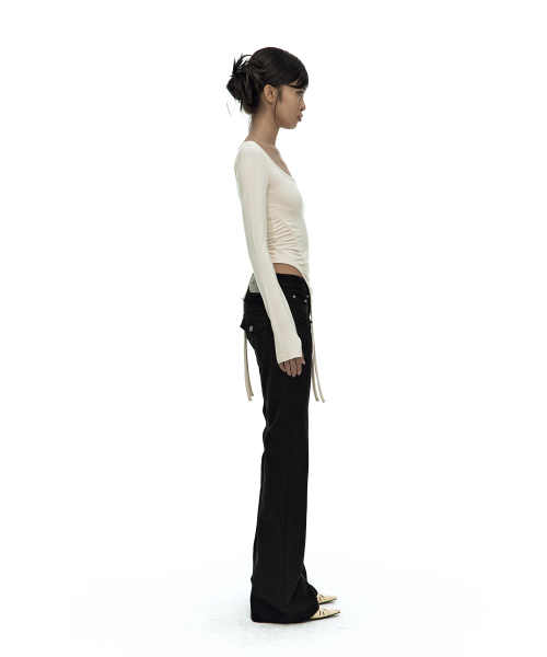 KASHIKO(カシコ)の「Slinky Shirring Bodysuit Beige(Tシャツ/カットソー・レディース・その他・FREE)」の6枚目の写真