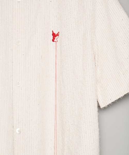 M A S U】SHAGGY STRIPE HALF SLEEVE SHIRT（シャツ/ブラウス）｜MASU