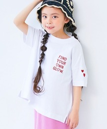 devirock（デビロック）の「綿100% お洗濯してもよれにくい ガールズワンポイント刺繍 ビッグシルエット 半袖Tシャツ（Tシャツ/カットソー）」