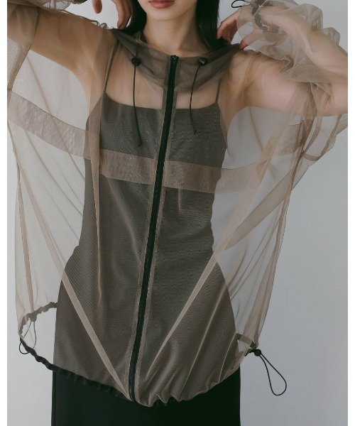 anuke（アンヌーク）の「anuke Tulle Zip Blouzon（ブルゾン・レディース・グレー/ベージュ・FREE）」の6枚目の写真