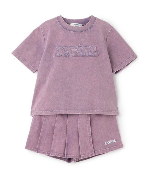 X-girl Stages(エックスガールステージス)の「ピグメント加工Tシャツ+プリーツスカートセット(セットアップ・キッズ・ラベンダー/ライトブルー・90cm/140cm/130cm/120cm/110cm/100cm)」の2枚目の写真