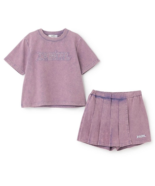 X-girl Stages(エックスガールステージス)の「ピグメント加工Tシャツ+プリーツスカートセット(セットアップ・キッズ・ラベンダー/ライトブルー・90cm/140cm/130cm/120cm/110cm/100cm)」の16枚目の写真