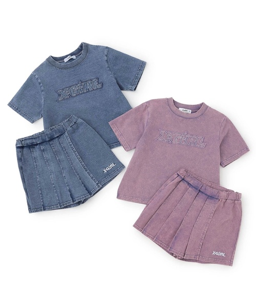 X-girl Stages(エックスガールステージス)の「ピグメント加工Tシャツ+プリーツスカートセット(セットアップ・キッズ・ラベンダー/ライトブルー・90cm/140cm/130cm/120cm/110cm/100cm)」の5枚目の写真