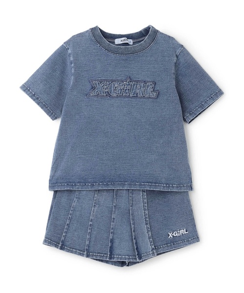 X-girl Stages(エックスガールステージス)の「ピグメント加工Tシャツ+プリーツスカートセット(セットアップ・キッズ・ラベンダー/ライトブルー・90cm/140cm/130cm/120cm/110cm/100cm)」の3枚目の写真