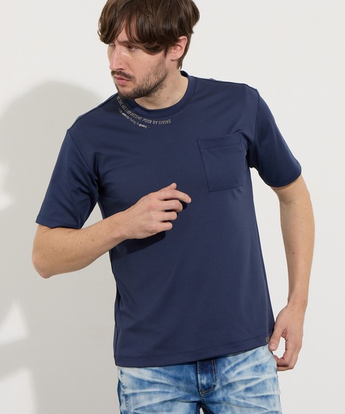 HIDEAWAYS NICOLE（ハイダウェイニコル）の「メタルジェルプリントポケット付き半袖Tシャツ（Tシャツ/カットソー・メンズ・ネイビー/オフホワイト/シルバーグレー/ブラック・X-LARGE/LARGE/MEDIUM）」の4枚目の写真