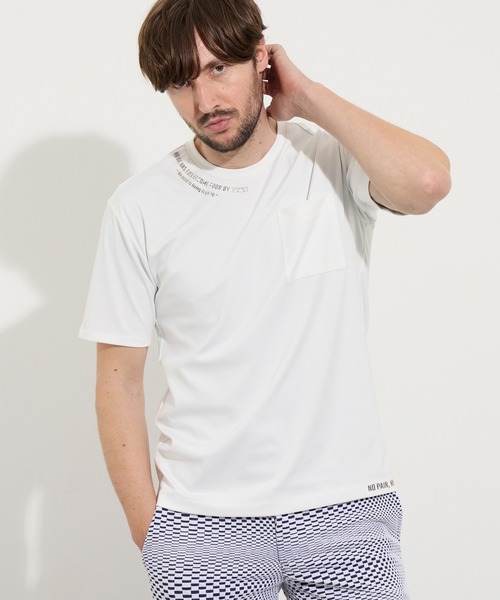 HIDEAWAYS NICOLE（ハイダウェイニコル）の「メタルジェルプリントポケット付き半袖Tシャツ（Tシャツ/カットソー・メンズ・ネイビー/オフホワイト/シルバーグレー/ブラック・X-LARGE/LARGE/MEDIUM）」の2枚目の写真