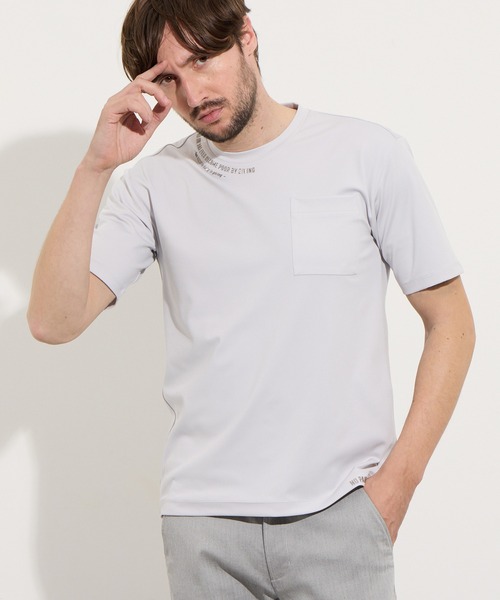 HIDEAWAYS NICOLE（ハイダウェイニコル）の「メタルジェルプリントポケット付き半袖Tシャツ（Tシャツ/カットソー・メンズ・ネイビー/オフホワイト/シルバーグレー/ブラック・X-LARGE/LARGE/MEDIUM）」の3枚目の写真