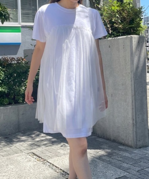 Teem Store（チームストア）の「チュール切り替えカットワンピース（ワンピース・レディース・ブラック/チャコール・F）」の6枚目の写真