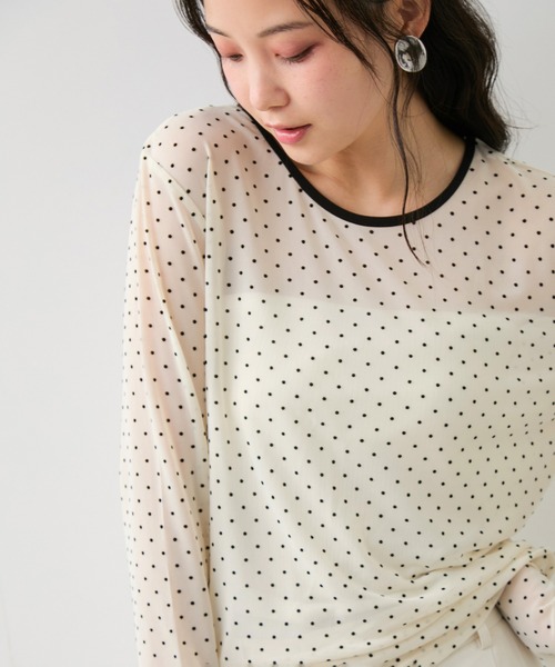 VIS(ビス)の「フロッキードットチュールプルオーバー(Tシャツ/カットソー・レディース・ブラック系その他/ホワイト系その他5・FREE)」の2枚目の写真