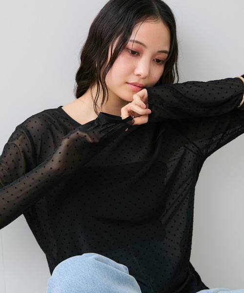 VIS(ビス)の「フロッキードットチュールプルオーバー(Tシャツ/カットソー・レディース・ブラック系その他/ホワイト系その他5・FREE)」の22枚目の写真