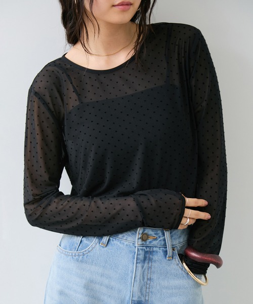 VIS(ビス)の「フロッキードットチュールプルオーバー(Tシャツ/カットソー・レディース・ブラック系その他/ホワイト系その他5・FREE)」の21枚目の写真