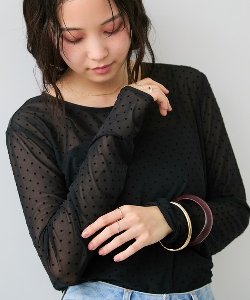 VIS(ビス)の「フロッキードットチュールプルオーバー(Tシャツ/カットソー・レディース・ブラック系その他/ホワイト系その他5・FREE)」の19枚目の写真