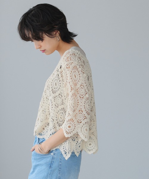 itto...(イット)の「コットンレース100%かぎ針編みレースプルオーバー(Tシャツ/カットソー・レディース・キナリ・M)」の4枚目の写真