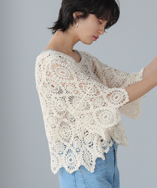 itto...(イット)の「コットンレース100%かぎ針編みレースプルオーバー(Tシャツ/カットソー・レディース・キナリ・M)」の5枚目の写真