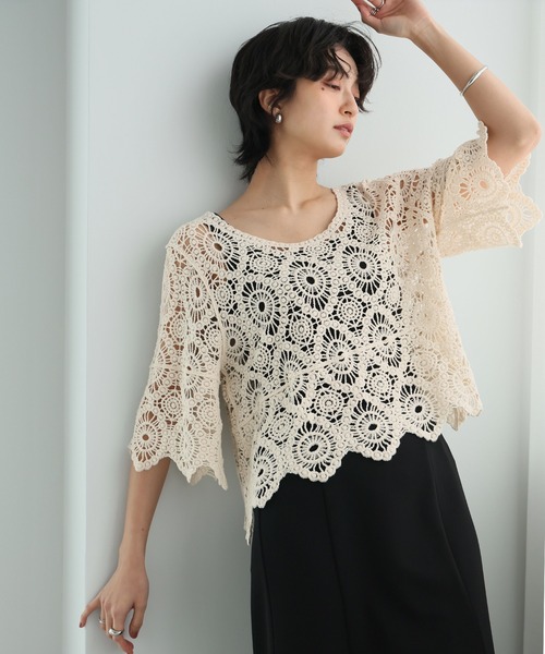 itto...(イット)の「コットンレース100%かぎ針編みレースプルオーバー(Tシャツ/カットソー・レディース・キナリ・M)」の14枚目の写真