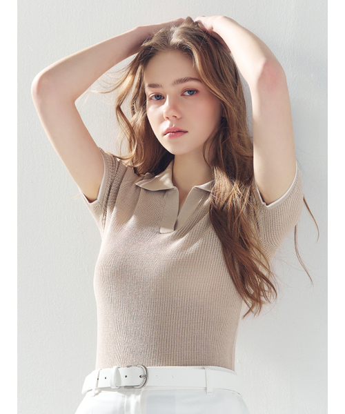 LORDLOAR(ロードロアル)の「スカシ配色カラー ニット BEIGE(ニット/セーター・レディース・その他・SMALL/MEDIUM/LARGE)」の2枚目の写真