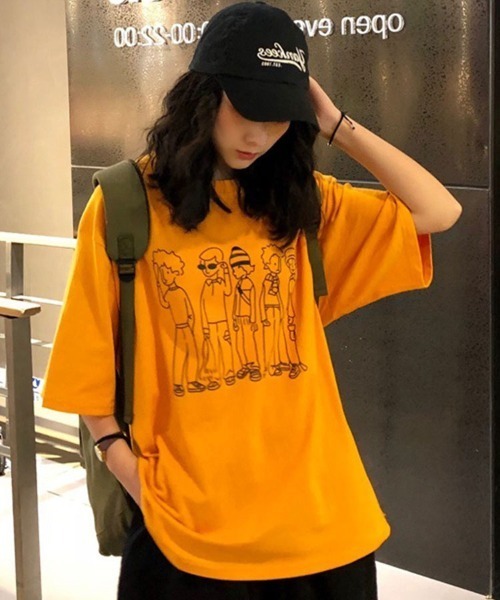 Flugge(フラッジー)の「ゆるイラスト半袖Tシャツ(Tシャツ/カットソー・レディース・ホワイト/ブラック/オレンジ・LARGE/MEDIUM)」の3枚目の写真