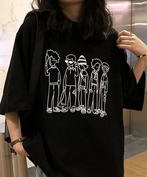 Flugge(フラッジー)の「ゆるイラスト半袖Tシャツ(Tシャツ/カットソー・レディース・ホワイト/ブラック/オレンジ・LARGE/MEDIUM)」の2枚目の写真