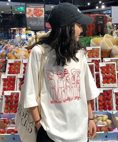 Flugge(フラッジー)の「ゆるイラスト半袖Tシャツ(Tシャツ/カットソー・レディース・ホワイト/ブラック/オレンジ・LARGE/MEDIUM)」の7枚目の写真