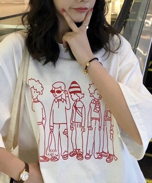 Flugge(フラッジー)の「ゆるイラスト半袖Tシャツ(Tシャツ/カットソー・レディース・ホワイト/ブラック/オレンジ・LARGE/MEDIUM)」の10枚目の写真