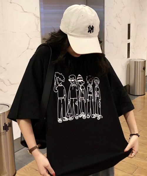 Flugge(フラッジー)の「ゆるイラスト半袖Tシャツ(Tシャツ/カットソー・レディース・ホワイト/ブラック/オレンジ・LARGE/MEDIUM)」の4枚目の写真