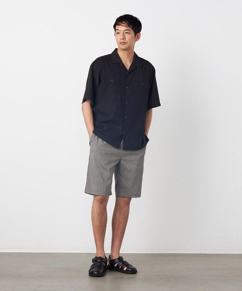 COMME CA ISM（コムサイズム）の「ポリエステルグレンチェックストレッチ ワンタックショートパンツ（その他パンツ・メンズ・ダークブラウン/グレー・MEDIUM/LARGE）」の3枚目の写真