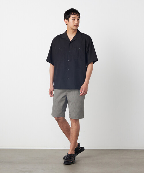 COMME CA ISM（コムサイズム）の「ポリエステルグレンチェックストレッチ ワンタックショートパンツ（その他パンツ・メンズ・ダークブラウン/グレー・MEDIUM/LARGE）」の4枚目の写真