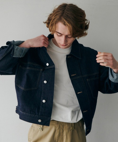 MAISON CLUB(メゾンクラブ)の「【MAISON CLUB】Boxy fit Denim Jacket / ボクシーフィットデニムジャケット ショート丈 クロップド丈(デニムジャケット・メンズ・ネイビー/ブラック/グレー/ブルー・L/M)」の3枚目の写真