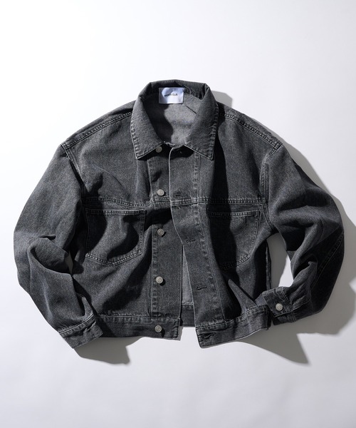 MAISON CLUB(メゾンクラブ)の「【MAISON CLUB】Boxy fit Denim Jacket / ボクシーフィットデニムジャケット ショート丈 クロップド丈(デニムジャケット・メンズ・ネイビー/ブラック/グレー/ブルー・L/M)」の2枚目の写真